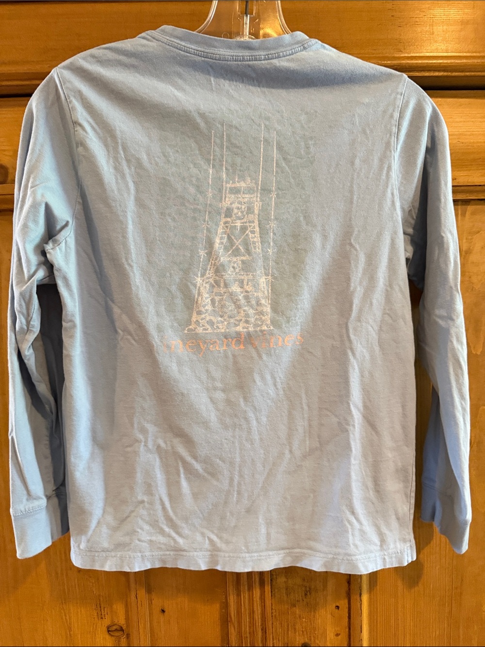 Vineyard Vines Kids Long-Sleeve Tee in Light Blue with Back Graphic